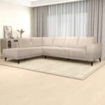 Cream Fabric Mid-Century Modern Sectional Sofa with Wood Legs 7 Cream Fabric Mid-Century Modern Sectional Sofa with Wood Legs