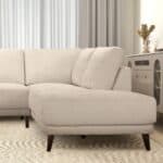 Cream Fabric Mid-Century Modern Sectional Sofa with Wooden Legs 8 Cream Fabric Mid-Century Modern Sectional Sofa with Wooden Legs