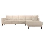 Cream Fabric Mid-Century Modern Sectional Sofa with Wooden Legs 5 Cream Fabric Mid-Century Modern Sectional Sofa with Wooden Legs