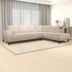 Cream Fabric Mid-Century Modern Sectional Sofa with Wooden Legs 7 Cream Fabric Mid-Century Modern Sectional Sofa with Wooden Legs