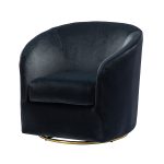 Amarante Black Velvet Gold Swivel Accent Chair