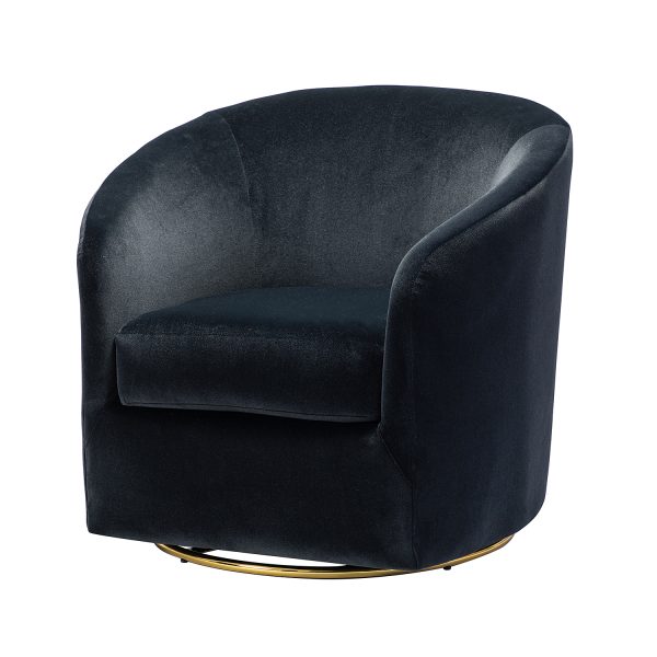 Amarante Black Velvet Gold Swivel Accent Chair 1