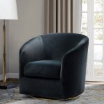 Amarante Black Velvet Gold Swivel Accent Chair