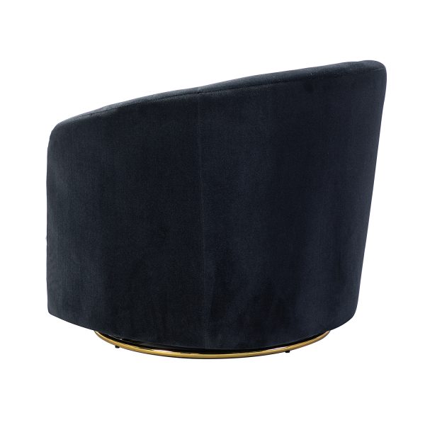 Amarante Black Velvet Gold Swivel Accent Chair 2