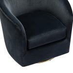 Amarante Black Velvet Gold Swivel Accent Chair