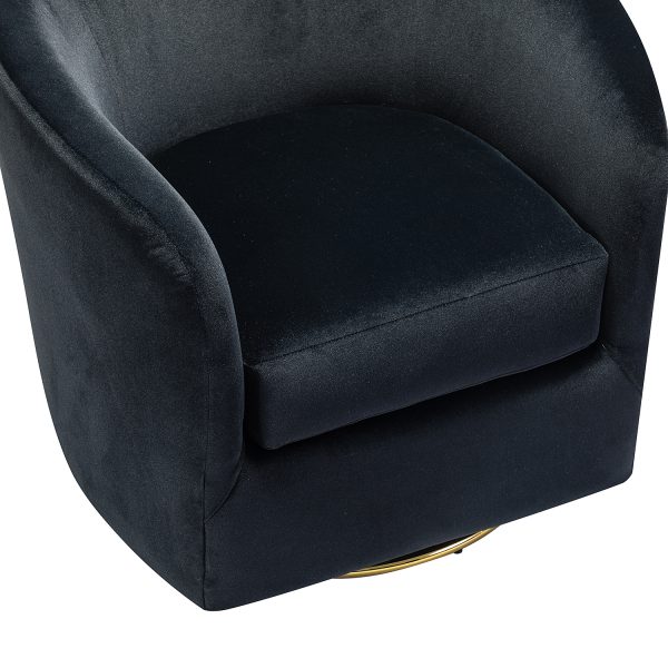 Amarante Black Velvet Gold Swivel Accent Chair 4