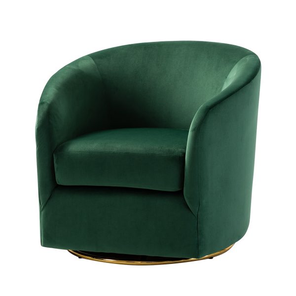 Amarante Green Velvet Gold Swivel Accent Chair 1