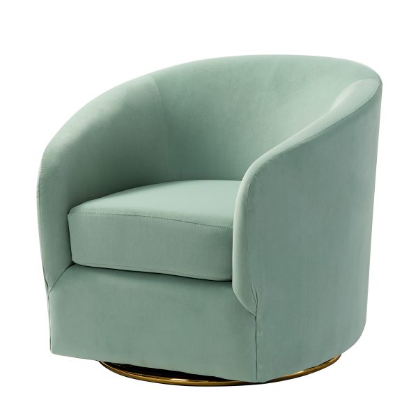 Amarante Sage Velvet Gold Swivel Accent Chair 1