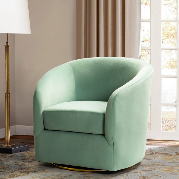 Amarante Sage Velvet Gold Swivel Accent Chair