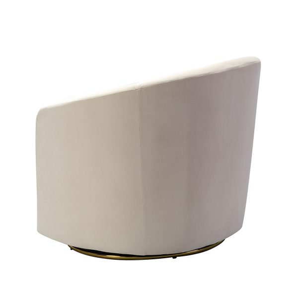 Amarante Tan Velvet Gold Swivel Barrel Accent Chair 2