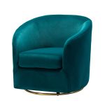 Amarante Teal Velvet Gold Base Swivel Accent Chair 7 Amarante Teal Velvet Gold Base Swivel Accent Chair
