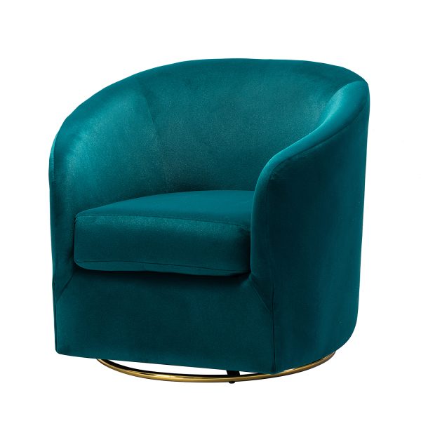 Amarante Teal Velvet Gold Base Swivel Accent Chair 1