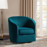 Amarante Teal Velvet Gold Base Swivel Accent Chair 6 Amarante Teal Velvet Gold Base Swivel Accent Chair