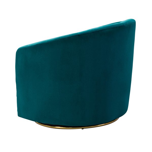 Amarante Teal Velvet Gold Base Swivel Accent Chair 2