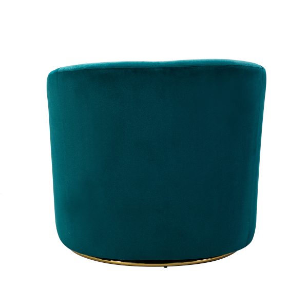 Amarante Teal Velvet Gold Base Swivel Accent Chair 3