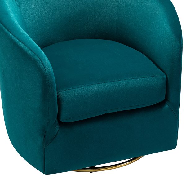 Amarante Teal Velvet Gold Base Swivel Accent Chair 4
