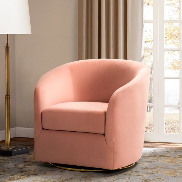 Amarante Velvet Gold Base Swivel Accent Chair