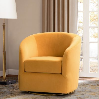 Amarante Velvet Gold Swivel Accent Chair