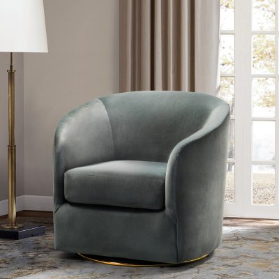 Amarante Velvet Swivel Accent Chair with Gold Base