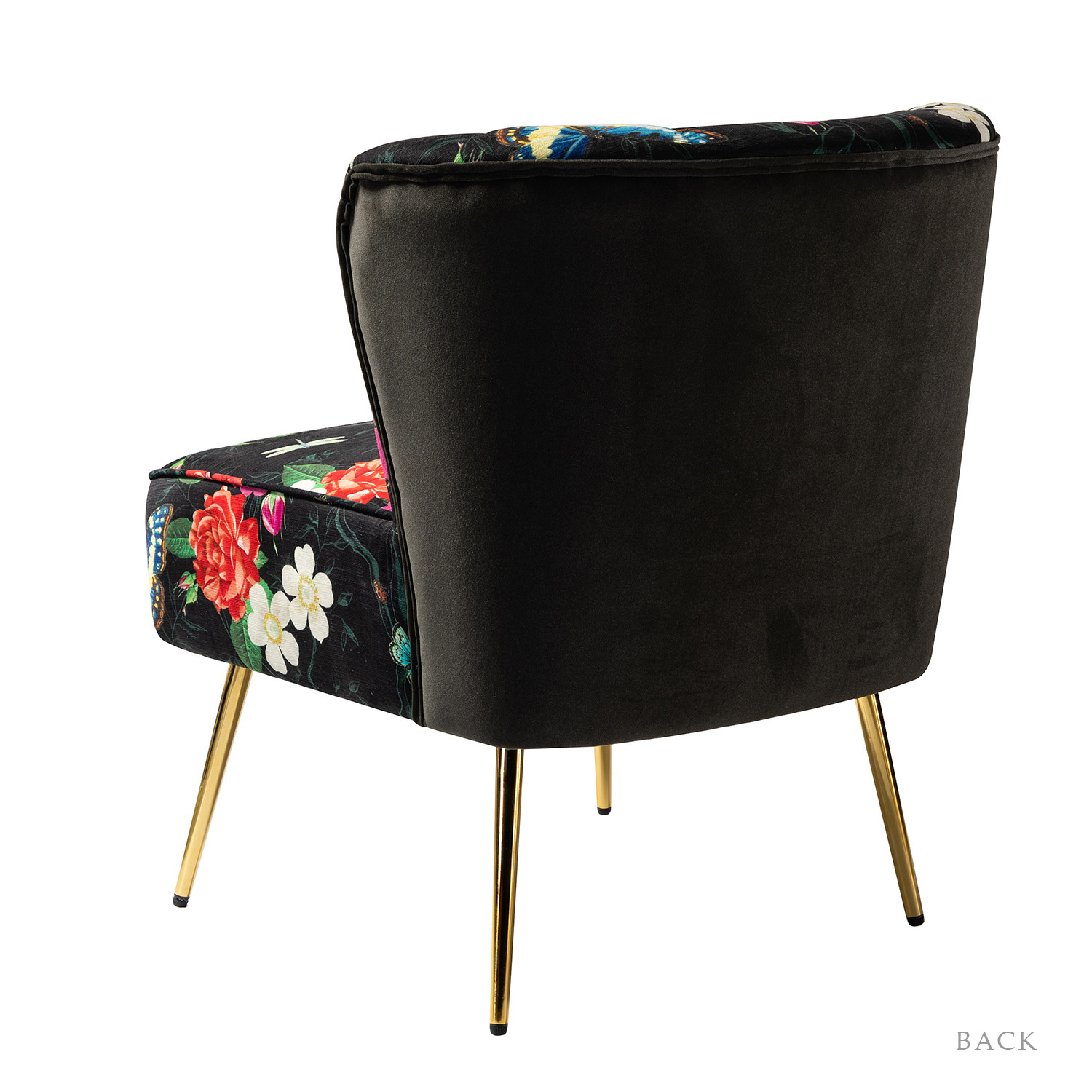 Amata Black Velvet Tufted Accent Chair with Gold Legs 3 Amata Black Velvet Tufted Accent Chair with Gold Legs - Image 3