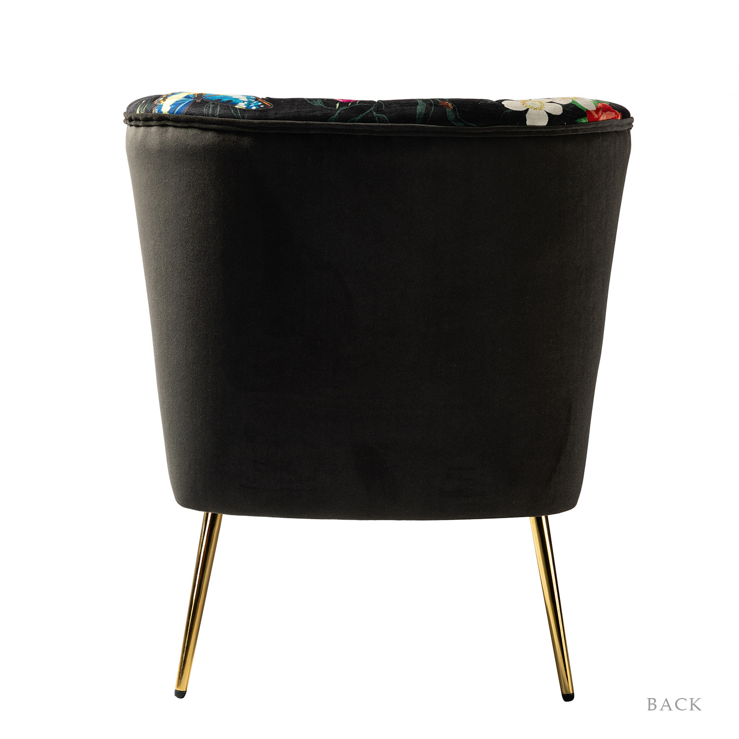 Amata Black Velvet Tufted Accent Chair with Gold Legs 4 Amata Black Velvet Tufted Accent Chair with Gold Legs - Image 4