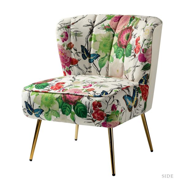 Amata Ivory Velvet Tufted Accent Chair with Gold Legs 1
