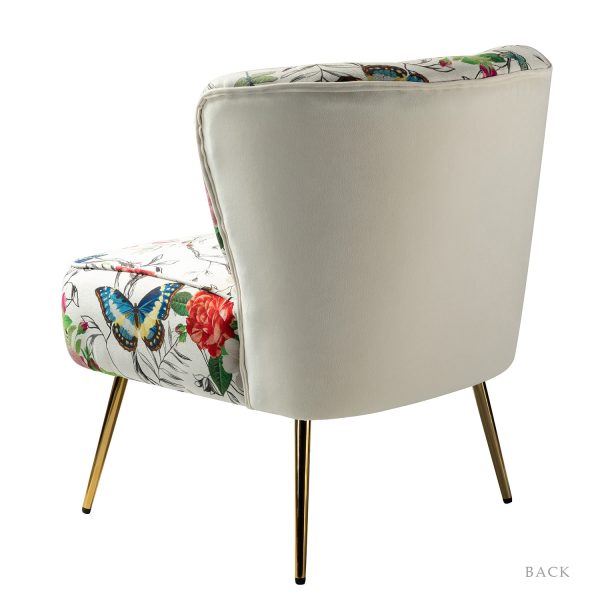 Amata Ivory Velvet Tufted Accent Chair with Gold Legs 2