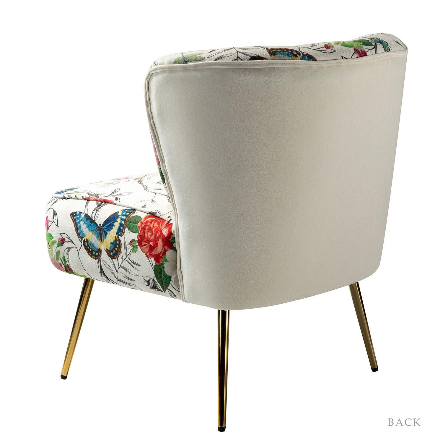 Amata Ivory Velvet Tufted Accent Chair with Gold Legs 3 Amata Ivory Velvet Tufted Accent Chair with Gold Legs - Image 3