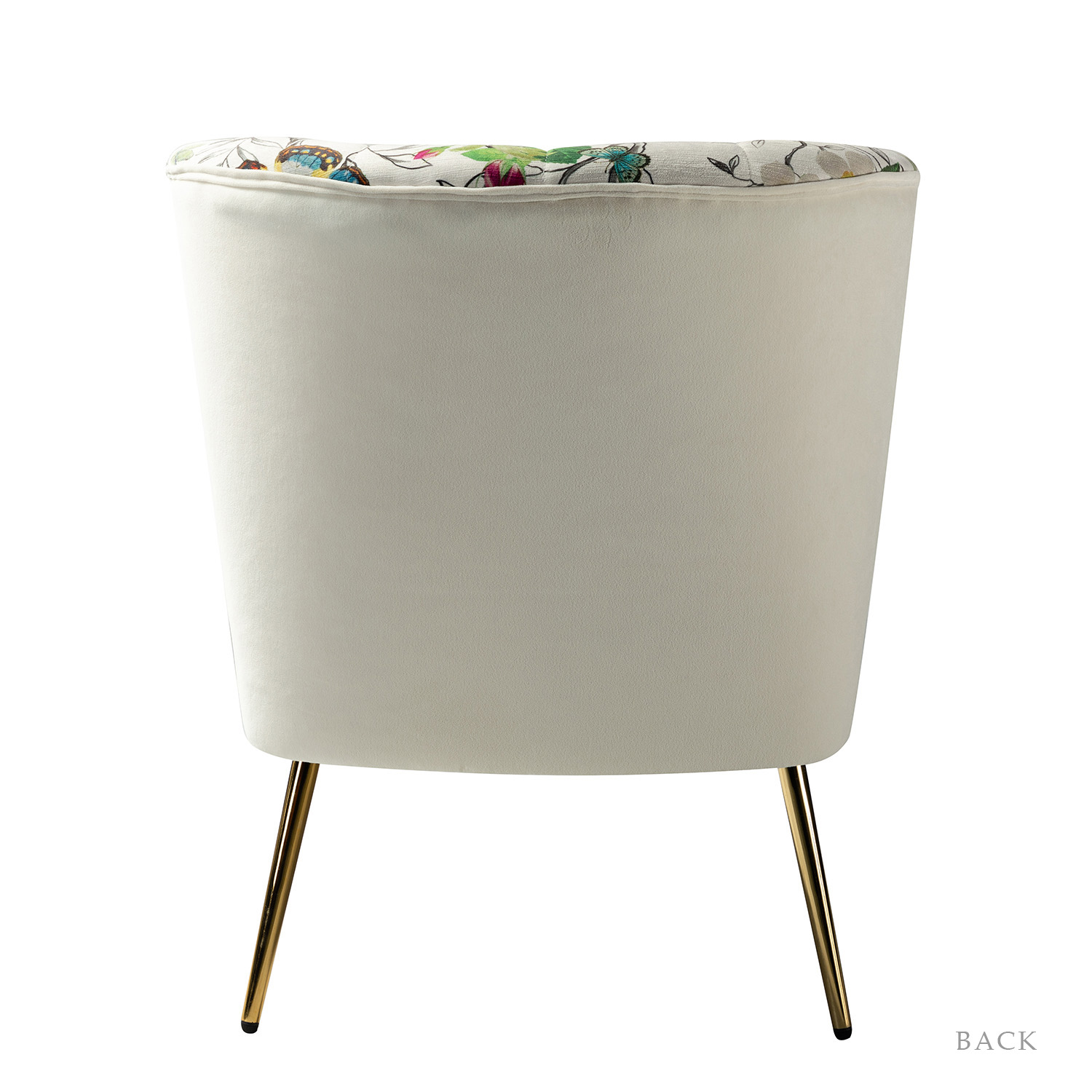 Amata Ivory Velvet Tufted Accent Chair with Gold Legs 4 Amata Ivory Velvet Tufted Accent Chair with Gold Legs - Image 4