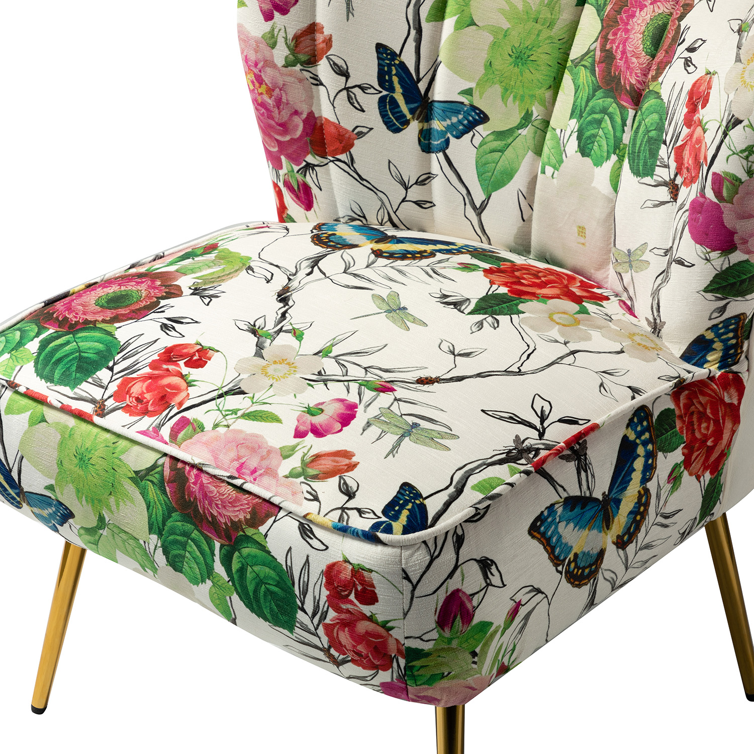 Amata Ivory Velvet Tufted Accent Chair with Gold Legs 5 Amata Ivory Velvet Tufted Accent Chair with Gold Legs - Image 5