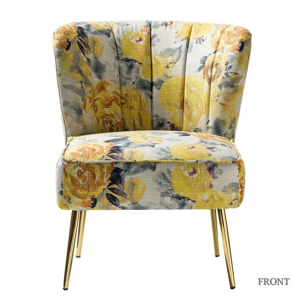Amata Yellow Velvet Tufted Accent Chair with Gold Legs