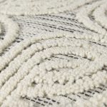 Amaya 16.0L x 16.0W x 16.0H Cream/Black/Gray Wool and Cotton Pouf