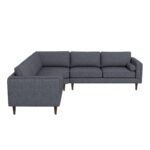 Grey Fabric Mid-Century Sectional Corner Sofa with Tapered Legs