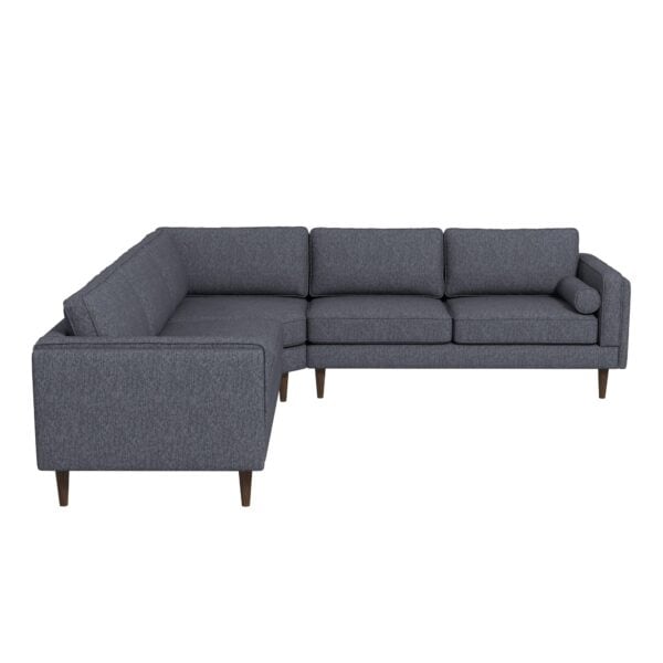 Grey Fabric Mid-Century Sectional Corner Sofa with Tapered Legs