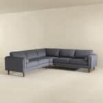Grey Fabric Mid-Century Sectional Corner Sofa with Tapered Legs