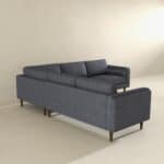 Grey Fabric Mid-Century Sectional Corner Sofa with Tapered Legs
