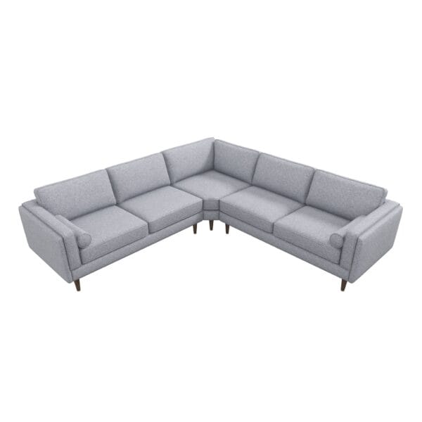 Light Grey Fabric Corner Sectional Sofa with Mid-Century Design