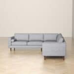 Light Grey Fabric Corner Sectional Sofa with Mid-Century Design