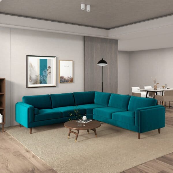 AmberTealVelvetSectionalSofa 2