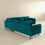 Teal Velvet Mid-Century Corner Sectional Sofa