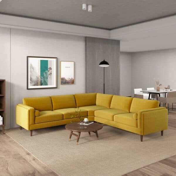 AmberYellowVelvetCornerSectional 2