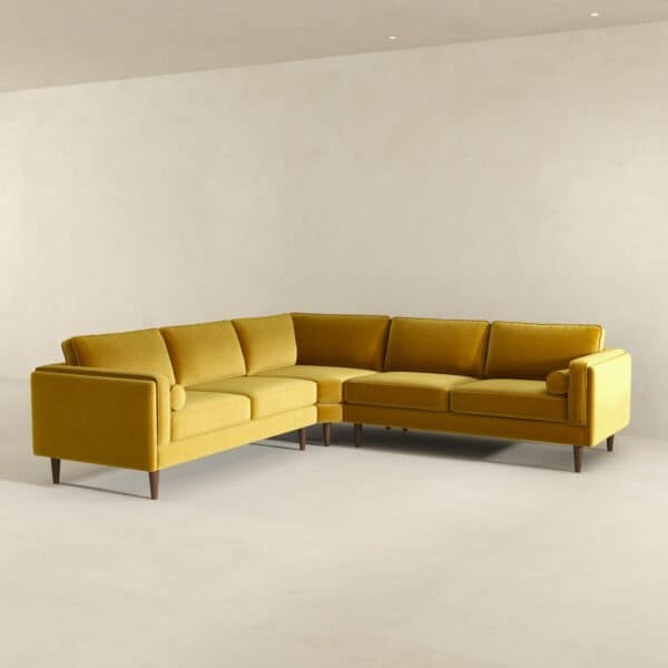 AmberYellowVelvetCornerSectional 4