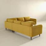 Yellow Velvet Corner Sectional Sofa with Mid-Century Design
