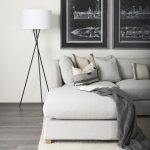 Ambrose 20.0L x 20.0W x 61.8H Black Metal W/White Fabric Shade Floor Lamp