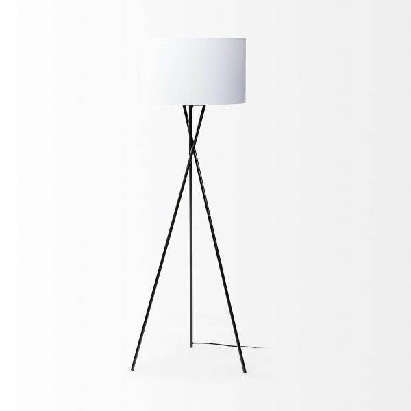 Ambrose 20.0L x 20.0W x 61.8H Black Metal WWhite Fabric Shade Floor Lamp 5