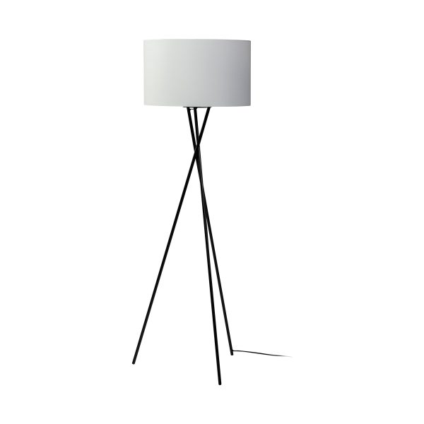 Ambrose 20.0L x 20.0W x 61.8H Black Metal WWhite Fabric Shade Floor Lamp