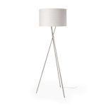 Ambrose 20.0L x 20.0W x 61.8H Silver Metal W/Beige Fabric Shade Floor Lamp