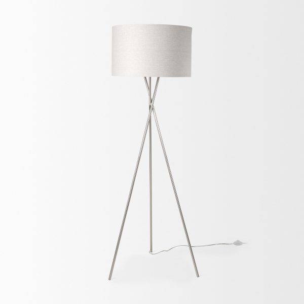 Ambrose 20.0L x 20.0W x 61.8H Silver Metal WBeige Fabric Shade Floor Lamp 2