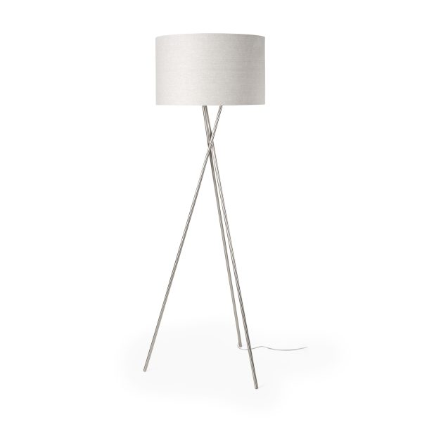 Ambrose 20.0L x 20.0W x 61.8H Silver Metal WBeige Fabric Shade Floor Lamp