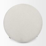 Amelia 35.8L x 35.8W x 15.0H Cream Boucle W/Black Metal Upholstered Ottoman